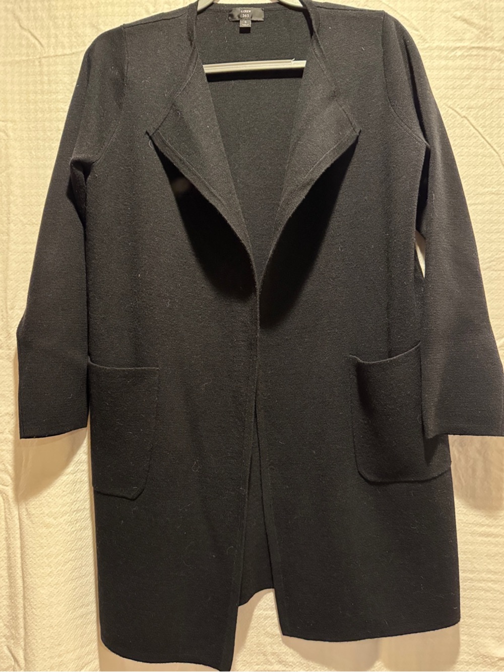 J. Crew Factory Black Open-Front Knit Trench Coat